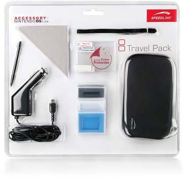 Speedlink Travel-Pack für Nintendo DS Lite (Transporttasche, KFZ-Ladegerät, Displayfolie, Spielehüllen uvm.) schwarz