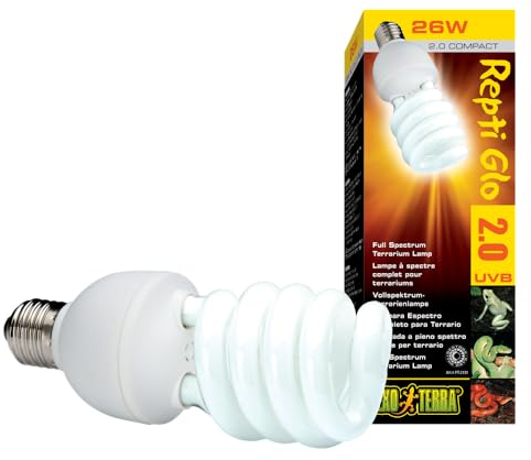 Exo Terra Lumière naturelle, lampe à spectre complet, lampe compacte avec spectre lumineux idéal pour tous les reptiles et amphibiens, 13 W, douille E27