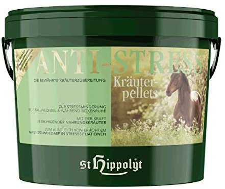 St. Hippolyt Anti-Stress Kräuterpellets | 3 kg | Ergänzungsfuttermittel für Pferde | Zur Unterstützung in Stresssituationen | Mit Baldrian und Magnesium | Luzernefrei