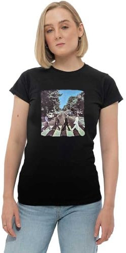 The Beatles Women's Abbey Road Short Sleeve T-Shirt, Black, Size 10 (Manufacturer Size:Medium)