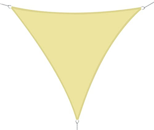 Outsunny Toldo Vela Color Arena sombrilla Parasol triangulo Tela de Poliéster Jardin Playa Camping Sombra Medidas, Medida 6x6x6 Metros, Color Arena