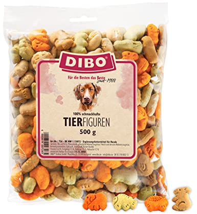 DIBO Tier-Figuren, 500g-Beutel, Backwaren als gesunde, natürliche Ernährung für Hunde, Hundefutter, Barf, B.A.R.F., Leckerli, Hundekekse