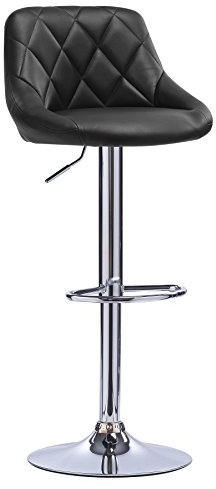 WOLTU 1er Barhocker Barstuhl, leichte reinige Kunstleder, Gute gepolsterte Sitzfläche, Höhenverstellbar, 360° Drehbar, Farbwahl, in Schwarz