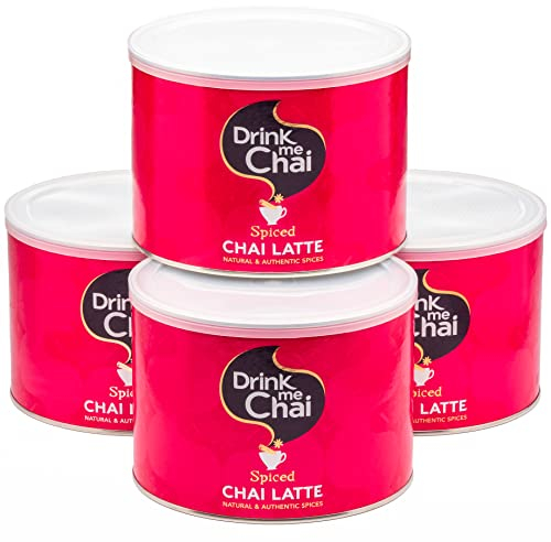 Drink Me Chai Spiced Chai Latte 1kg (Pack of 4) - Just Add Water, Chai Latte Powder (200 Servings Total)