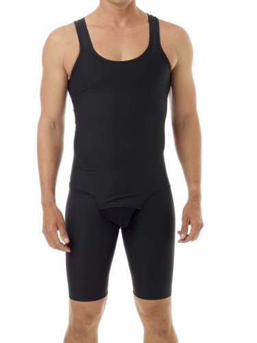 Underworks Herren Kompressions-Body Shaper – Girdle für Gynäkomastie, Bauchfett und Oberschenkel - Schwarz - X-Large 124.46-134.62 cm Brust