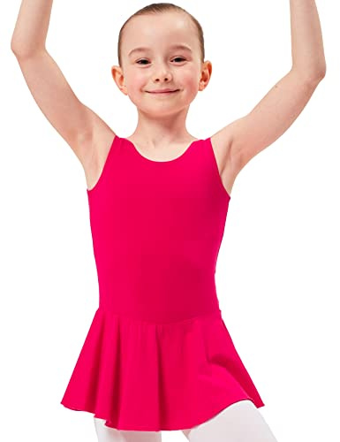 tanzmuster Ballettkleid Mädchen ärmellos - Nora - Baumwolle - Ballettbody Kinder Ballett Trikot in pink, Größe 104/110