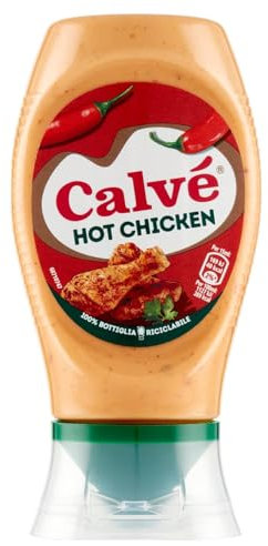 Calvé Salsa Hot Chicken, Formato 250 ml, Salsa Piccante Delicata con Cayenna e Peperoncino, Ideale per Bocconcini di Pollo e Spiedini, Vegetariano, Senza Glutine