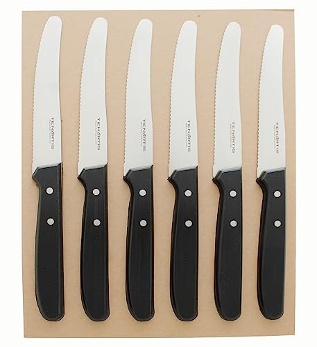 Tenartis Set de 6 Couteaux de Table, Steak, Pizza, Fruits lame 11 cm Emballage Ecologique PlasticFree Fabriqués en Italie