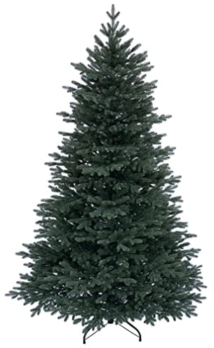 RS Trade 1418 Premium Nordmanntanne 100% Spritzguss 210 cm Weihnachtsbaum künstlich (Ø ca. 132 cm) mit ca. 4850 Spitzen, schwer entflammbar, Schnellaufbau Klappsystem, inkl. Christbaum Ständer