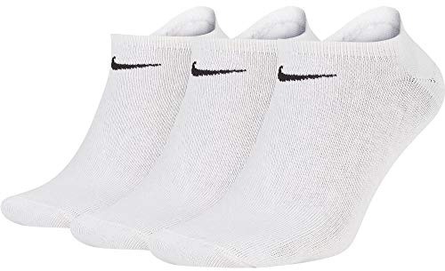 Nike men's sports no show socks, pack of 3, SX2554, white / black, L