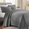 Superior Tagesdecke, Jacquard-Paisleymuster, Matelassé, Baumwolle, Kingsize, Grau, 3-teilig