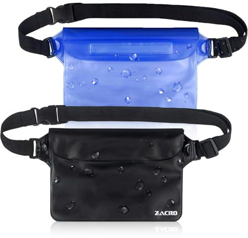 Zacro 2 Pack Borsa Impermeabile Custodia Impermeabile con Cintura Vita per Cellulari Apple iPhone Samsung Galaxy Huawei Sony, Fotocamera, Custodie Impermeabili per Sport Pesca Vela Escursione