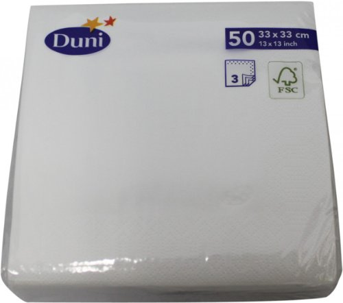 Duni Servietten 3lagig Tissue Uni weiß, 33 x 33 cm, 50 Stück