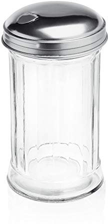 WAS 1491 001 Glas American Style Streuer, Kappe aus Edelstahl, 0.30 ltr, Ø 7.5 cm, 13.5 cm Höhe