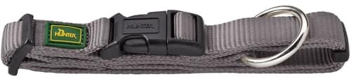 HUNTER VARIO PLUS Hundehalsung, Hundehalsband, Zugentlastung, robust, geschmeidig, Klickverschluss, L-XL/25, grau