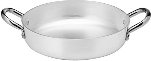 pentole agnelli tegame in alluminio, spessore 2 mm, con 2 maniglie in acciaio inossidabile, argento, 20 cm
