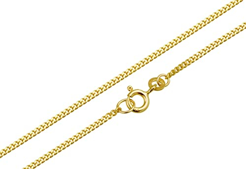 Silberketten Store Panzerkette Gold 333 Damen 50cm I filigrane Goldkette Damen hochglanz 1,6mm Stärke I Halskette Echtgold für Frauen mit Federring Verschluss
