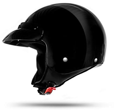 ATO Moto Classic Jethelm in Schwarz glänzend - extrem leicht - aktuelle Sicherheitsnorm ECE 2205 - Größe: XL 61cm
