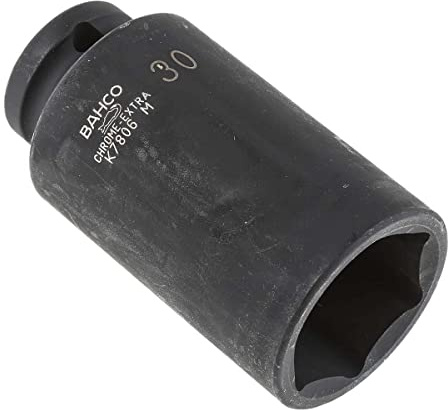 Bahco K7806M-30 6 Edge Deep Socket, Black, 30 mm