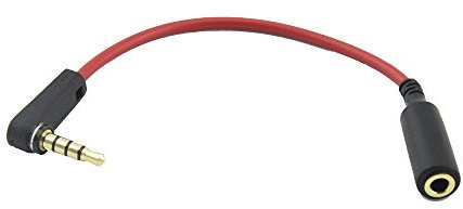 Seadream 6 inch 4-Pole 3.5mm Male Right Angle to 3.5mm Female Stereo Audio Cable Headset Extension Cable for Beats Dr. Dre Studio iPhone,M to F Audio Cable,Premium Quality Cable (1PCS Red)