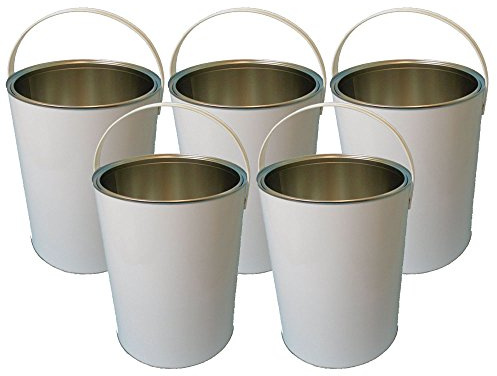 5x 5 Litre (5L) Tinplate Lever Lid Tin White Airtight for Storage All Types of Paints, Lubricants, Coatings, Resins, DIY, Decorating