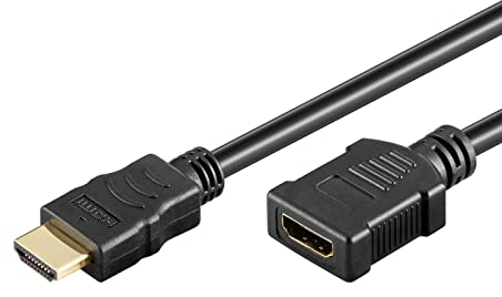 Goobay 31937 High Speed HDMI Extension Cable with Ethernet, Gold-plated, Black, 6 mm Diameter, 2 m Cable Length