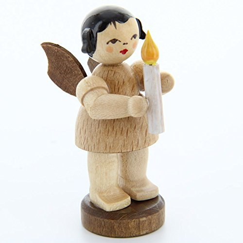 Uhlig Engel stehend mit Kerze natur handbemalt