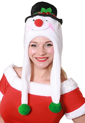 I LOVE FANCY DRESS Un bonnet de bonhomme de neige pour l'hiver avec de longs caches-oreilles. Ideal pour les fêtes de fin d'année. (X24)