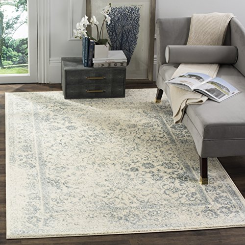SAFAVIEH Adirondack Collection Area Rug - 5'1 x 7'6, Ivory & Slate, Distressed Vintage Floral Design, Non-Shedding & Easy to Clean, Ideal for Living Room, Bedroom, Dining Space (ADR109S)