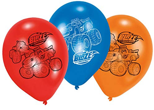 LIRAGRAM - Blaze Luftballons | 6 Stück, Latex, 22,8 cm, Rot Blau Orange, Monster Machines Design
