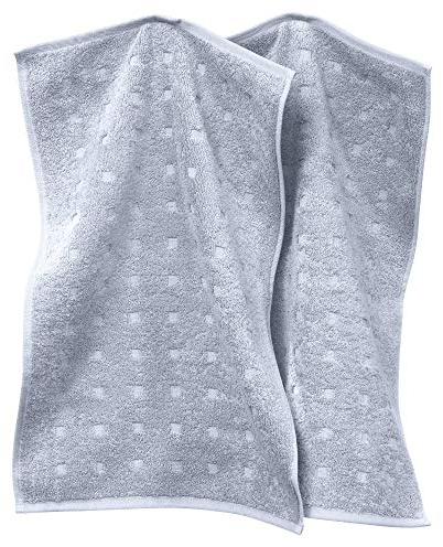Möve Gästetuch 2er-Pack Quadretti Walk-Frottier Silber Größe 30x50 cm