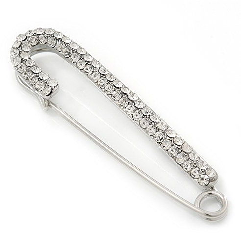 Grande spilla da balia con cristalli Swarovski rodiata