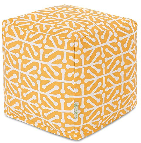Majestic Home Goods Aruba Indoor/Outdoor Bean Bag Ottoman Pouf Cube, 17 L x 17 W x 17 H, Citrus
