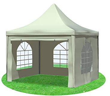 Stabilezelte Gartenpavillon 3x3m mit Seitenteilen Arabica Pagodenzelt PVC BEIGE