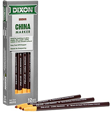 Dixon Industrial Phano China Markers, Brown, 12 Ct
