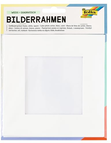 folia 2334 - Bilderrahmen aus Pappe, quadratisch, ca. 16,6 x 16,6 cm, blanko weiß - zum Selbstgestalten