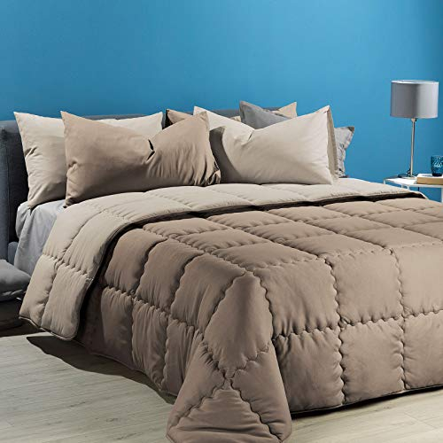 Caleffi Modern Steppdecke für Doppelbett, Mikrofaser, einfarbig Haselnuss