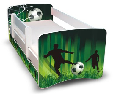 Best For Kids Kinderbett 80x160 mit Rausfallschutz + Schublade 44 Designs (Fußball)