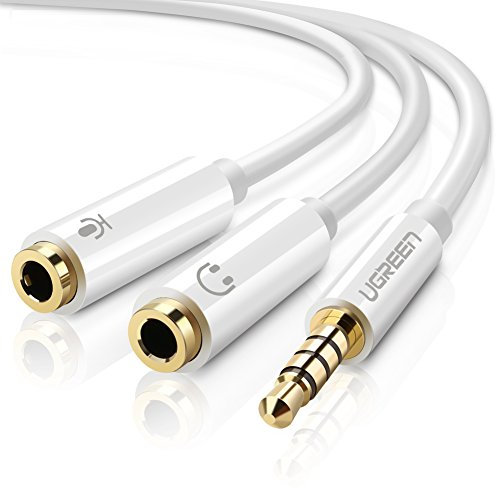Ugreen Sdoppiatore Microfono Cuffie Adattatore Audio Jack per Microfono e Cuffie Cavo 3.5mm 1M 2F per Smartphone, Tablet, Notebook