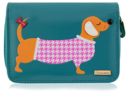 kukubird (RFID Blocker Sausage Dog Ladies Medium Dachshund Cartoon Designs Purse Wallet Christmas Stocking Filler-Black