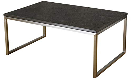 Couchtisch Stein weiß Madrid Naturstein Imperial White, 120 x 70 cm, Höhe 35 cm, Design Wohnzimmertisch Edelstahl Granit Marmor, Couch Tisch