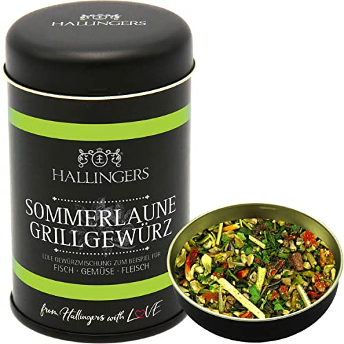 Hallingers Sommerlaune Grill-Gewürz - Gewürz-Mischung für Fisch, Gemüse & Fleisch (Dose) - Geschenk im Sommer & als perfektes Grillgeschenk | Geburtstag Glückwunsch Neues Zuhause Danke Freundschaft Ge