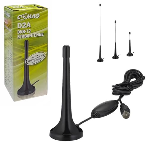 Comag D2A Aktive DVB-T2 Stabantenne mit LTE-Filter schwarz