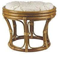 VANNERIE DU BOISLE Tabouret Pouf en rotin Naturel + Coussin 100% Coton