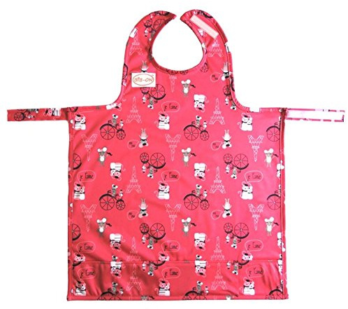 BIB-ON, A New, Full-Coverage Bib and Apron Combination for Infant, Baby, Toddler Ages 0-4. (French Mice)