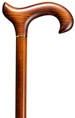 Gehstock Exclusiv KIRSCHBAUM, sehr schlanker eleganter Derbygriff aus echtem fein gemasertem Kirschbaumholz, aufgesetzt auf einen Stock aus edlem Kirschbaumholz, inklusive Gummipuffer,