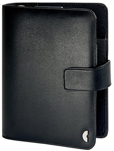 Chronoplan 50108 nachfüllbarer Terminplaner / Organizer / Terminkalender Mappe aus Kunstleder (Format Midi (150 x 190 mm) mit Lasche, Ringbuch, ohne Kalendarium) schwarz