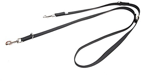 IDC Color & Gray verstellbare Leine mit Doppelkarabiner, 14 mm x 2,2 m, Schwarz-Grau