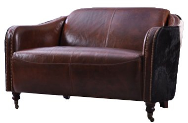 Clubsofa Dallas 2-Sitzer Vintage-Leder Kuhfell Echtleder Sofa Couch Vintage Cigar Dunkelbraun