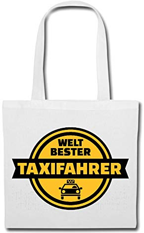 Reifen-Markt Tasche Umhängetasche TAXIFAHRER - TAXIFAHRERIN - TAXI - TAXI LIZENZ - TAXIUNTERNEHMEN Einkaufstasche Schulbeutel Turnbeutel in Weiß